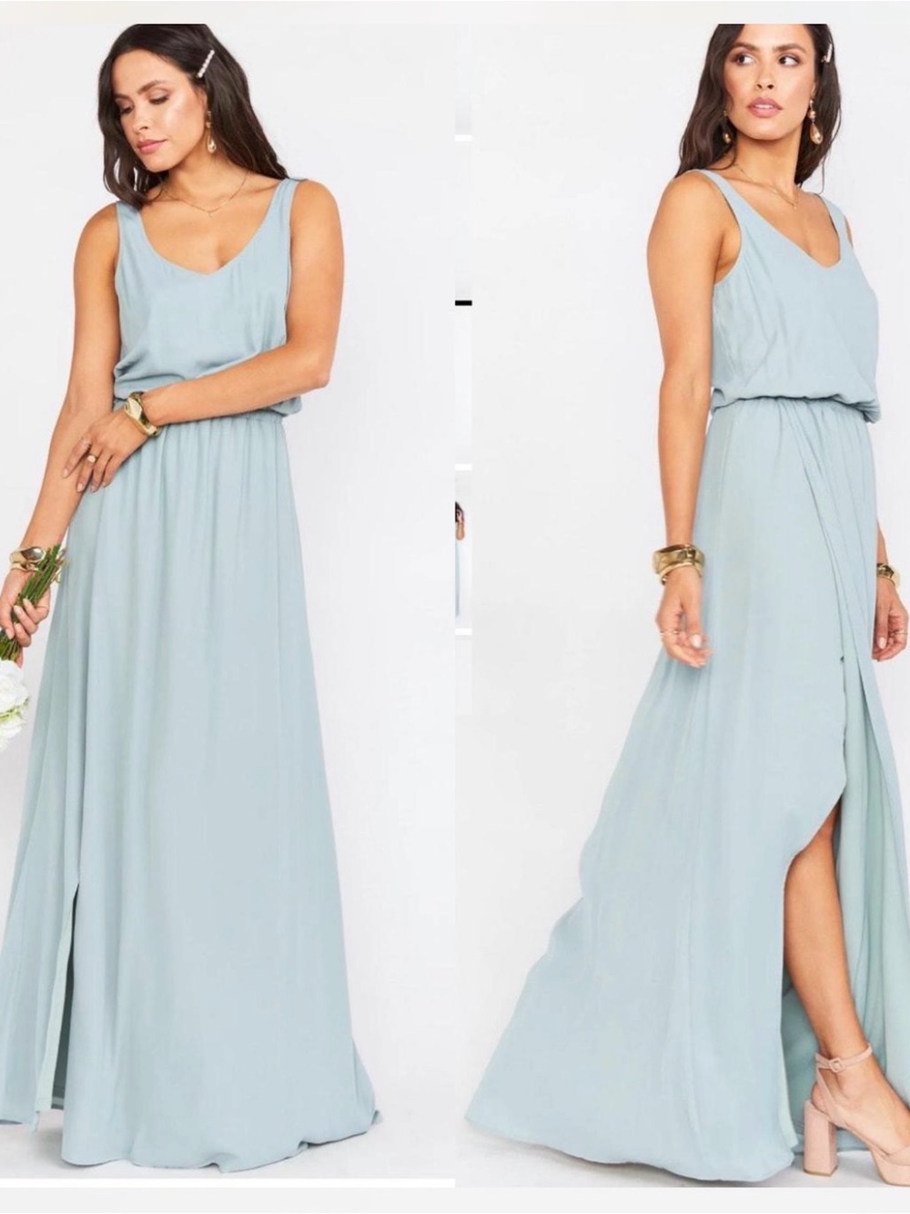 Show Me Your MuMu Pale Blue Sleeveless V-Neck Maxi Dress - Picture 2 of 12